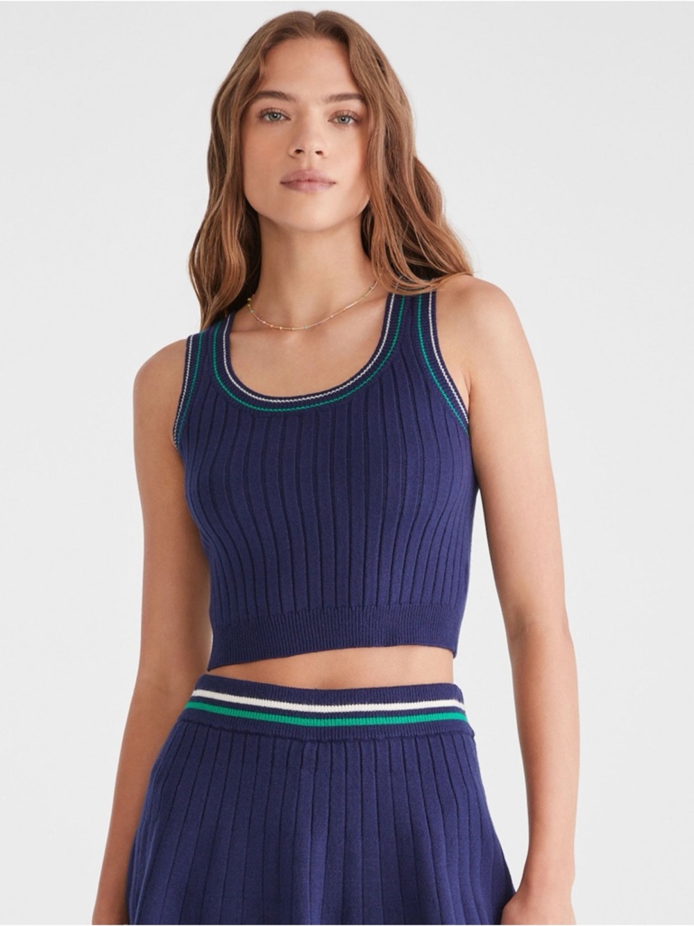 Aeropostale Striped Cropped Scoop-Neck Sweater Tank